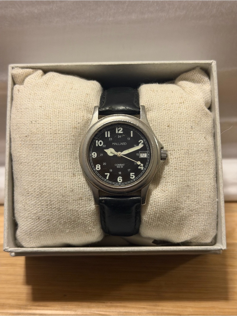 Black Dial Mallard Leather Strap Men's Watch